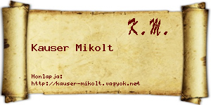 Kauser Mikolt névjegykártya